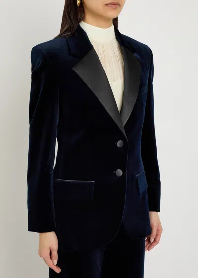 Victoria Beckham Single-breasted Velvet Tuxedo Jacket In Multi