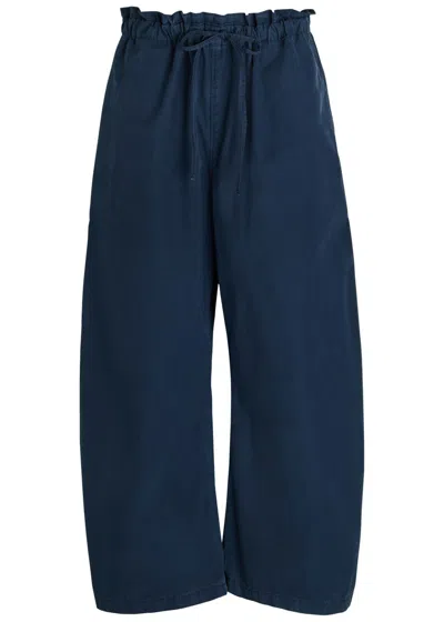 Polo Ralph Lauren Drawstring Barrel-leg Cotton-poplin Trousers In Blue