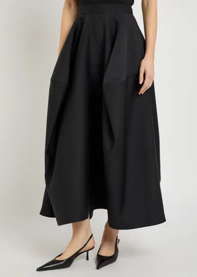 Heirlome Emilia Draped Wool-blend Midi Skirt In Black