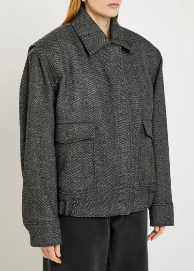 Stella Mccartney Flap-pocket Herringbone Jacket In Gray