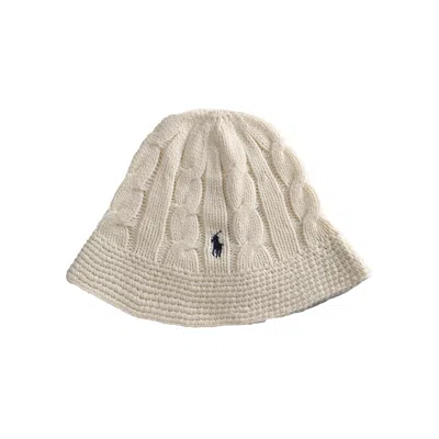 Pre-owned Polo Ralph Lauren Cable Bucket Hat 'cream' | Women's Size Onesize In White