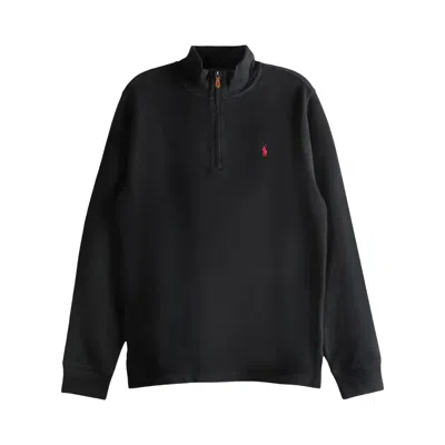 Pre-owned Polo Ralph Lauren Long Sleeve French Rib Solid Half-zip Pullover 'black' | Men's Size L