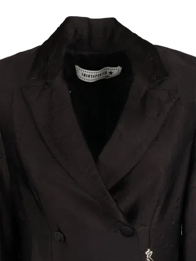 Shirtaporter Double-breasted Printed Blazer Dress In Black