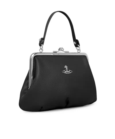 Vivienne Westwood Granny Frame Purse Hammered Effect Bags In Black