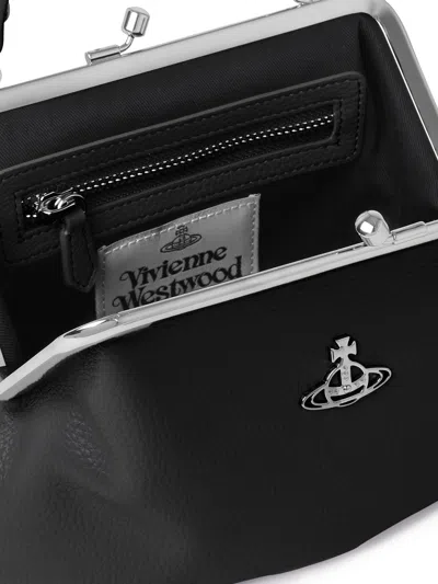 Vivienne Westwood Granny Frame Purse Hammered Effect Bags In Black