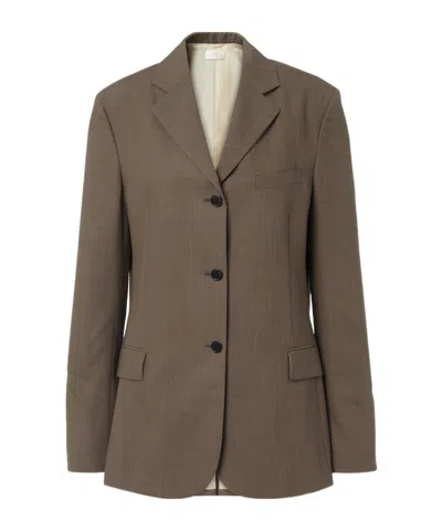 The Row Kimiko Silk And Wool Blazer In Brown