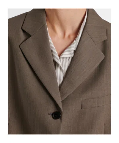 The Row Kimiko Silk And Wool Blazer In Brown