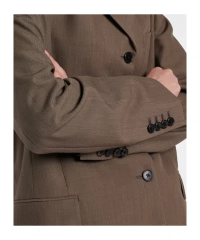 The Row Kimiko Silk And Wool Blazer In Brown