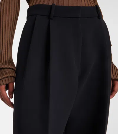 Khaite Teyana Pleated Woven Wide-leg Pants In Black