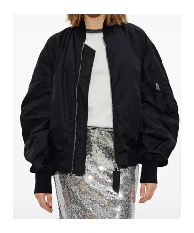 Attico Long-sleeved Zip-up Bomber Jacket In Animal Print