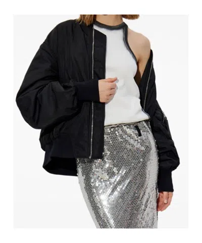 Attico Long-sleeved Zip-up Bomber Jacket In Animal Print