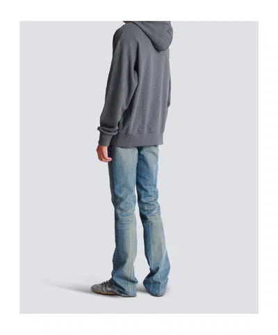 Balmain Printed Cotton Hoodie In Gray