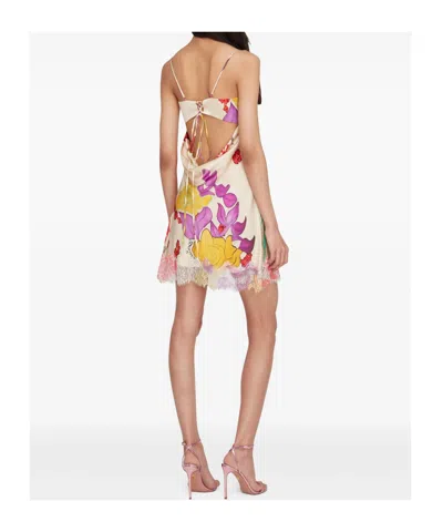 Donde Esteban Flores Lace-trimmed Floral-print Silk-blend Satin Mini Dress In Multi