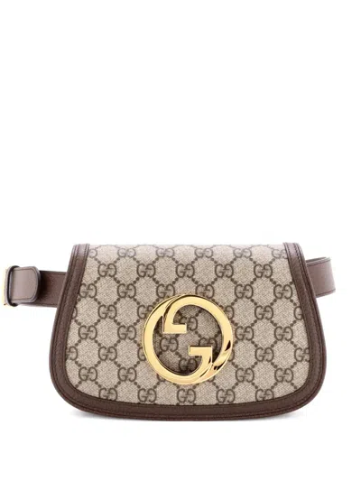 Pre-owned Gucci Blondie Gg Coated Canvas Belt Bag In Brown