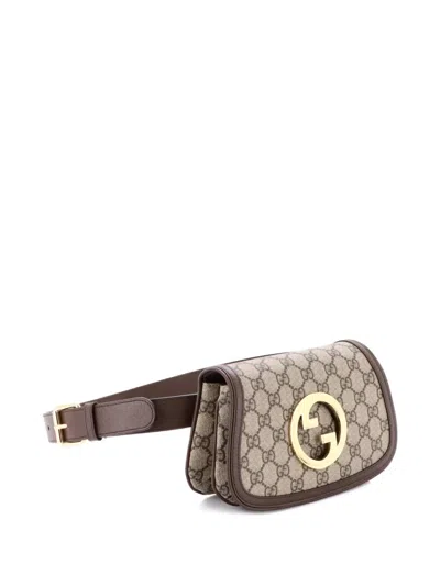 Pre-owned Gucci Blondie Gg Coated Canvas Belt Bag In Brown