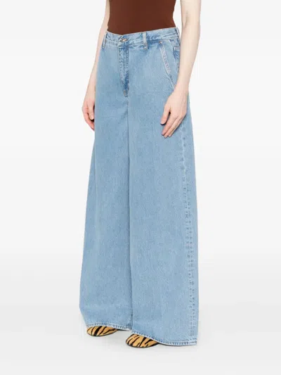 Frame The Drape High Rise Extra Wide Leg Jeans In Sweetheart In Blue
