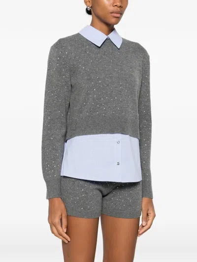 Maje Crystal-embellished Layered Sweater In Animal Print