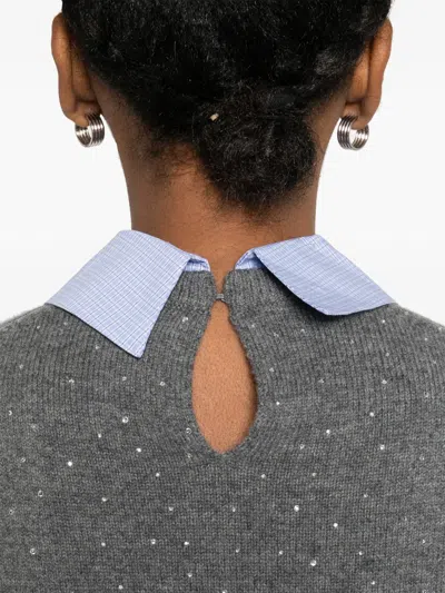 Maje Crystal-embellished Layered Sweater In Animal Print