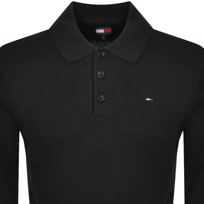 Tommy Jeans Slim Fit Polo Jumper Black In Black