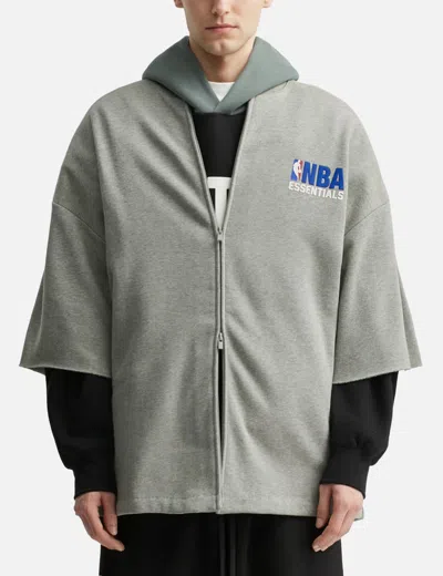 Essentials Nba Zip Up Jacket In Gray