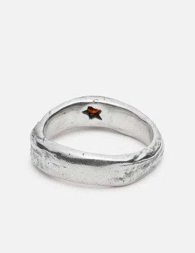 Twojeys Red Stone Ring In Silver