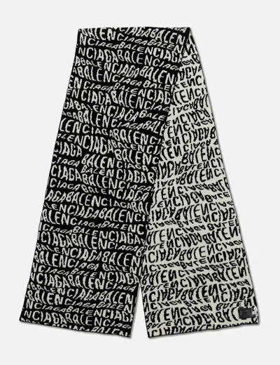 Balenciaga Reversible Wool Scarf In Black