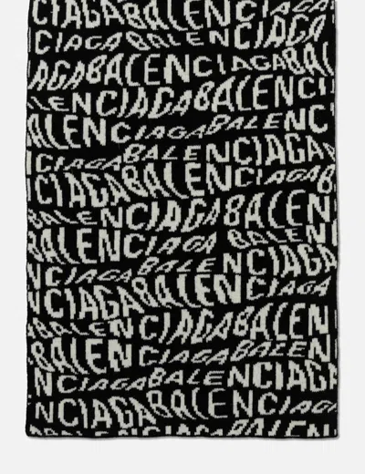 Balenciaga Reversible Wool Scarf In Black
