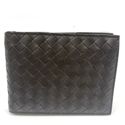 Pre-owned Bottega Veneta Intrecciato Brown Leather Wallet (bi-fold) ()
