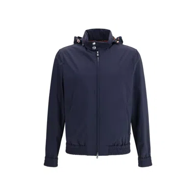 Brunello Cucinelli Blue Polyamide Shell Jacket In Blue