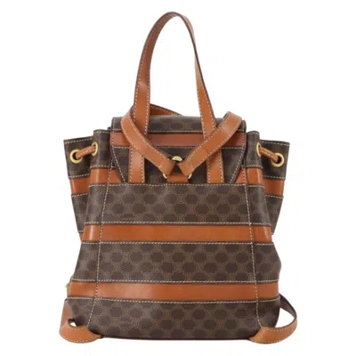 Pre-owned Celine Vintage Macadam Backpack Canvas And Leather Brown Canvas Backpack Bag ()