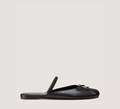 Stuart Weitzman Prima Bow-detail Leather Mules In Black