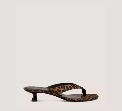 Stuart Weitzman Rio Leopard-print Nylon Kitten-heel Thong Sandals In Animal Print