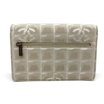 Pre-owned Chanel New Travel Line Beige Nylon Chain/shoulder Wallet () In Sand