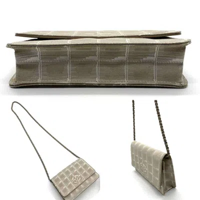 Pre-owned Chanel New Travel Line Beige Nylon Chain/shoulder Wallet () In Sand