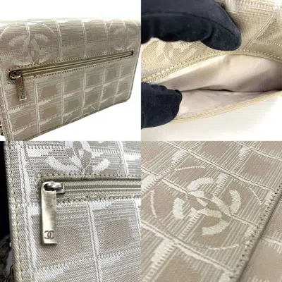 Pre-owned Chanel New Travel Line Beige Nylon Chain/shoulder Wallet () In Sand