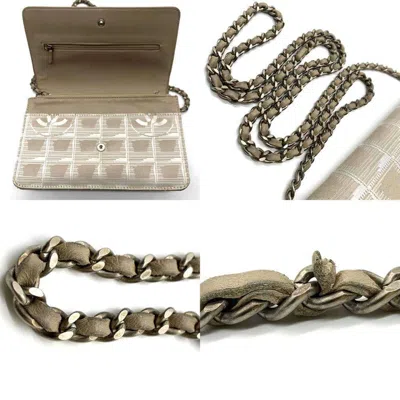 Pre-owned Chanel New Travel Line Beige Nylon Chain/shoulder Wallet () In Sand