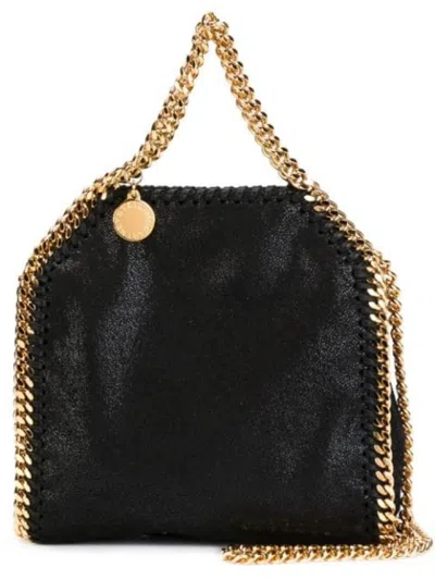 Stella Mccartney Falabella Mini Black Handbag With Handle And Chain Shoulder Strap In Eco Leather Woman In Black