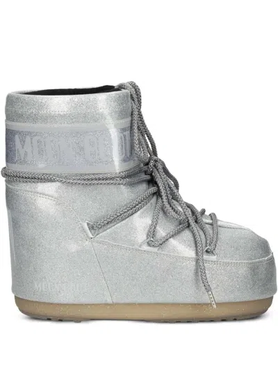 Moon Boot Icon Low Boots Flat Sole Glitter In Metallic