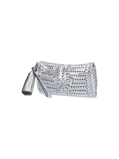 Anya Hindmarch Neeson Leather Clutch Bag In Silver