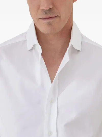 Brunello Cucinelli Button-down Collar Cotton Shirt With Curved Hem In White
