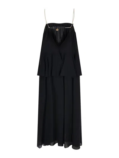 Chloé Open-back Embellished Tiered Silk-georgette Maxi Dress In Black