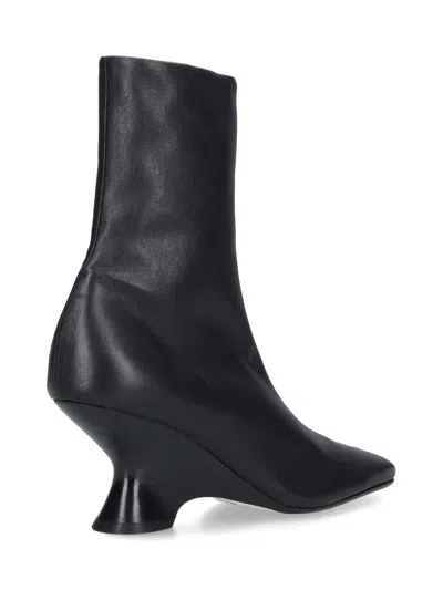 Dries Van Noten Pointed Toe Ankle Boots With Sculptural Heel In Black