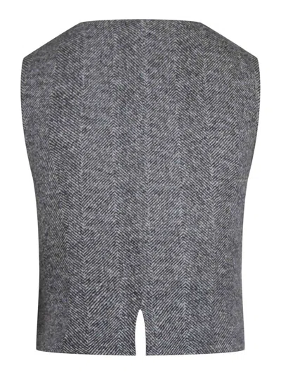 Ermanno Scervino Viscose Vest With Herringbone Pattern In Gray