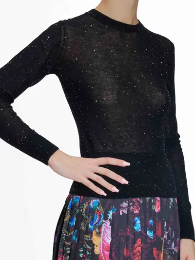 Genny Thin Sequined Sweater In Black