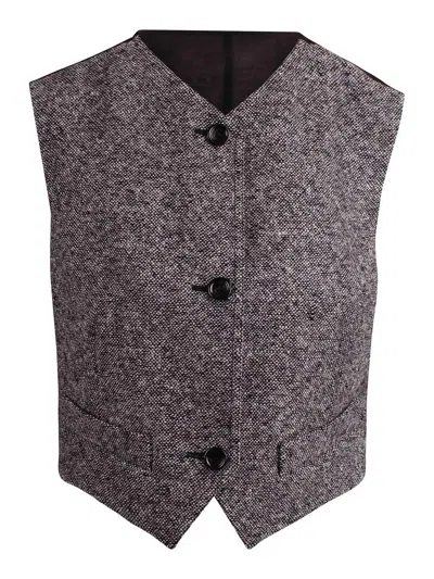 Max Mara Wool And Silk Tweed Vest In Multi