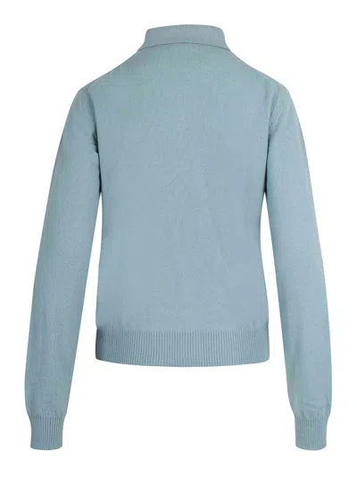 N°21 Wool Polo Shirt With Logo Plaque In Blue