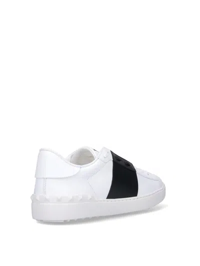 Valentino Blue Calf Leather Bos Taurus Low Top Sneakers In White