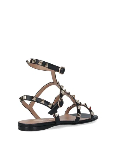 Valentino Rockstud Caged Leather Ankle Strap Sandal In Black