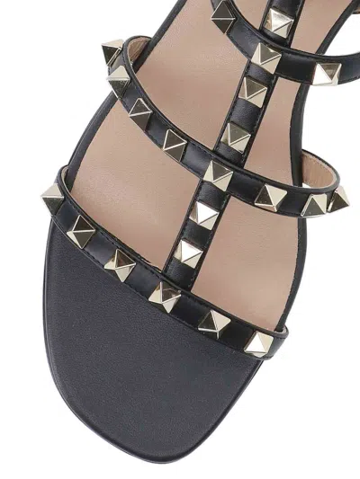 Valentino Rockstud Caged Leather Ankle Strap Sandal In Black