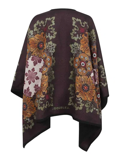 La Doublej Virgin Baize Wool Poncho In Burgundy